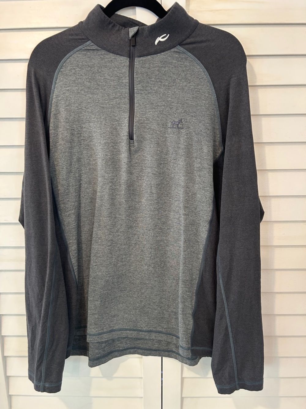 Men's Gray Long-Sleeve Quarter-Zip Performance Top - KJUS (Logo on Collar)